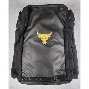 UA‎ Under Armour Project Rock Backpack Adult Black Gold Duffle Gym Bag 1376459